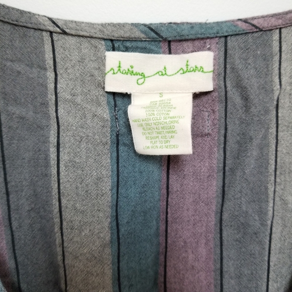 Staring at stars drop waist blue gray stripe dress 90s style vintage look Y2K - Picture 4 of 5